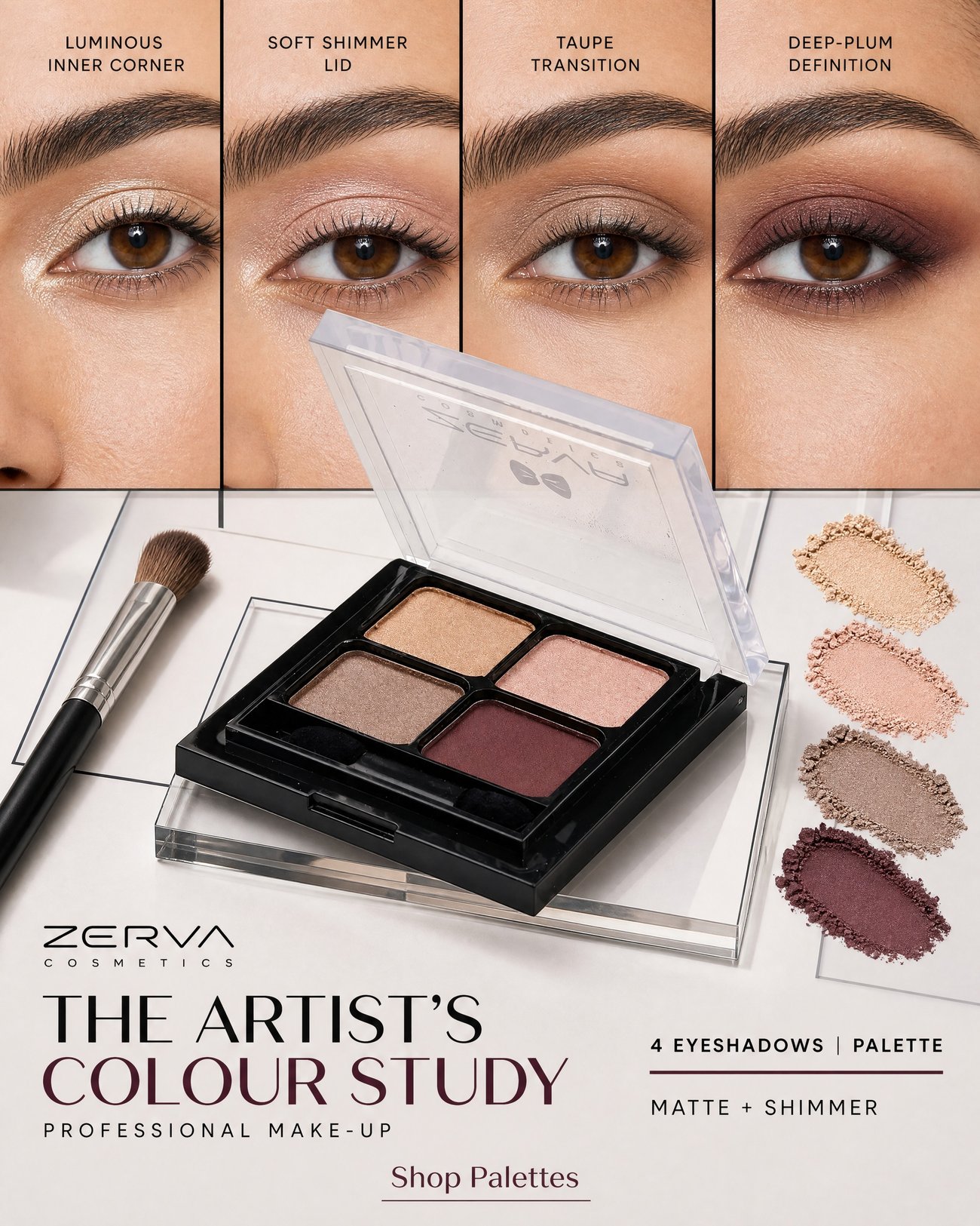 Zerva Cosmetics eyeshadow campaign