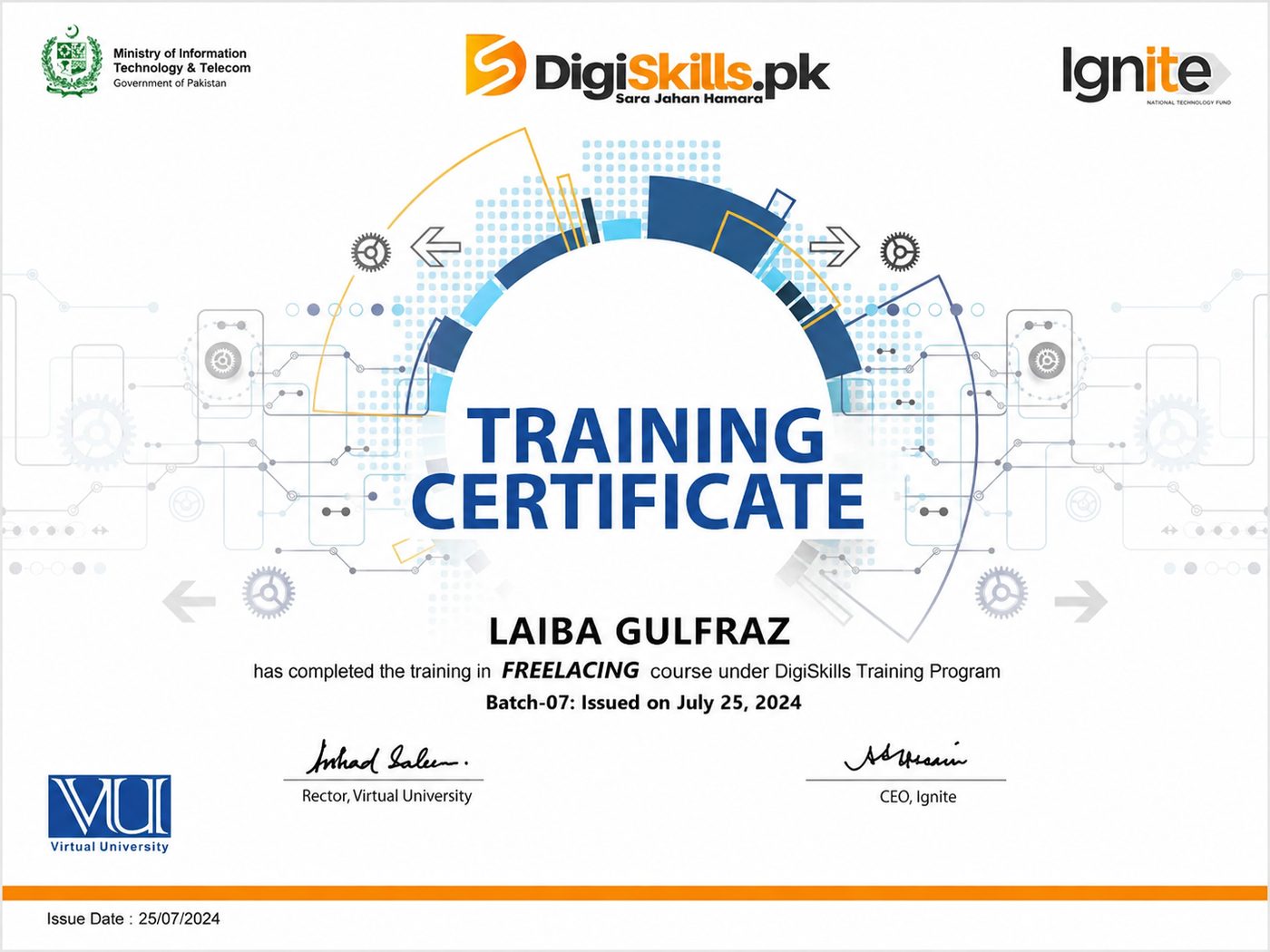 Freelancing training certificate, DigiSkills