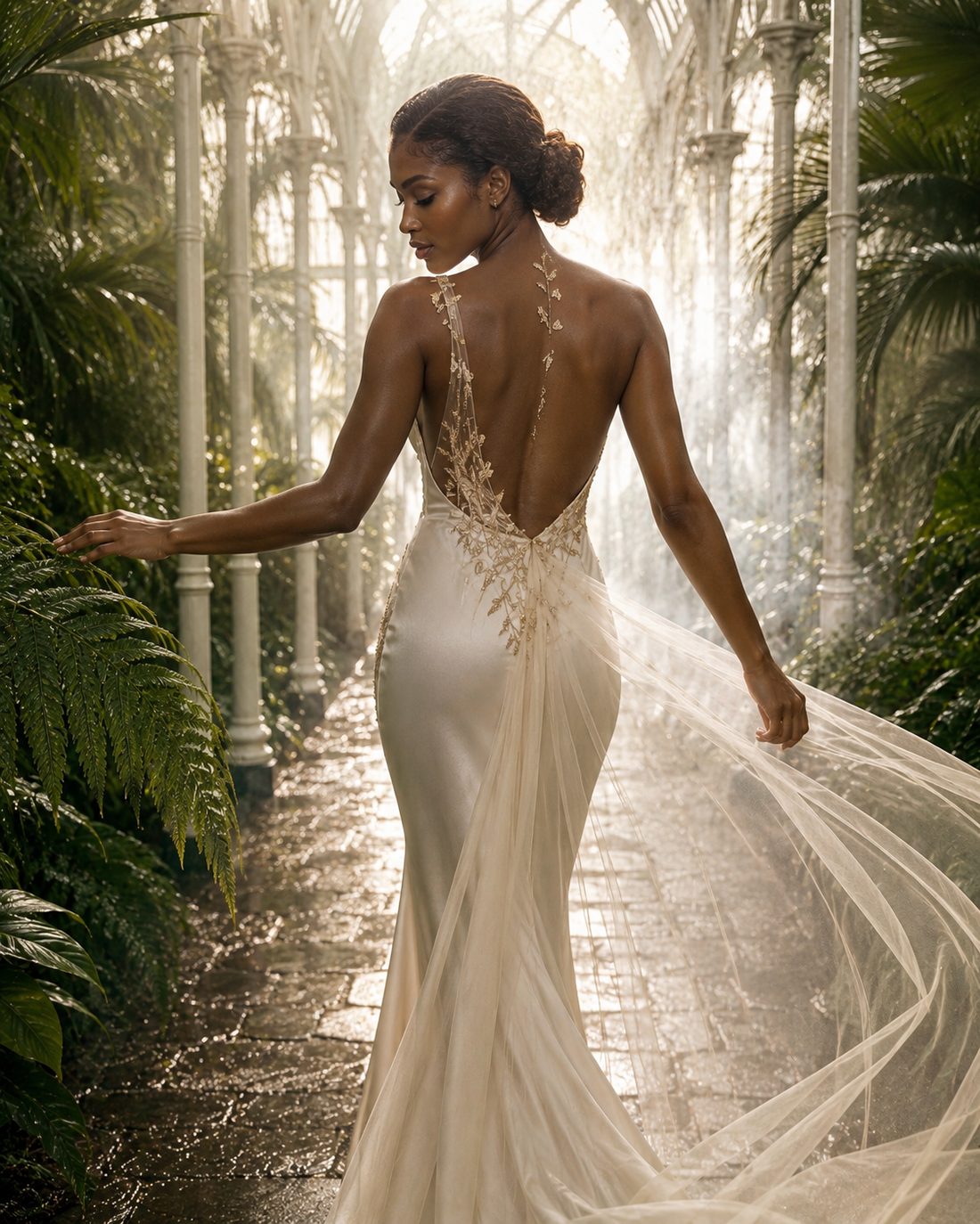 Gilded Bloom editorial, embellished gown, back detail