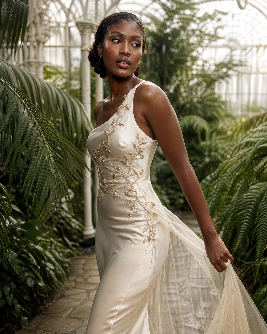 Gilded Bloom editorial, golden vine bodice