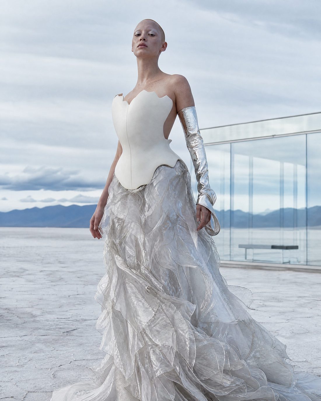 Silver Horizon editorial, standing look