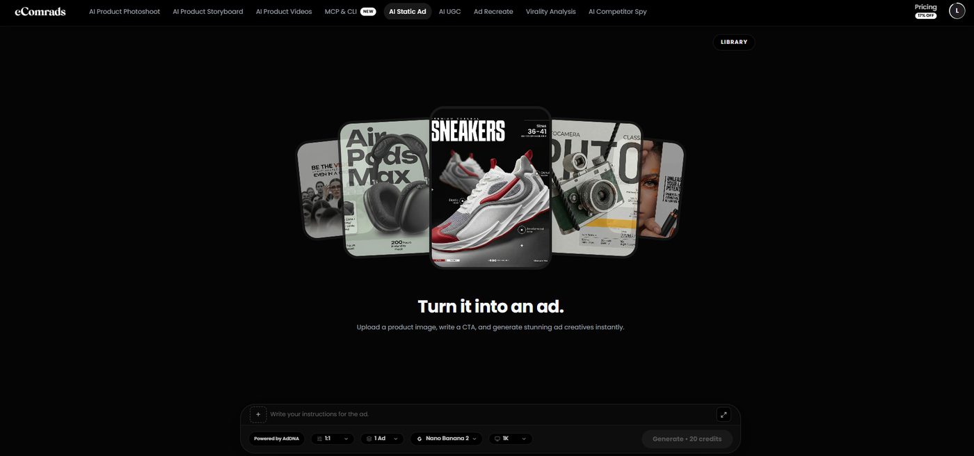 eComrads AI Static Ad feature, Turn it into an ad