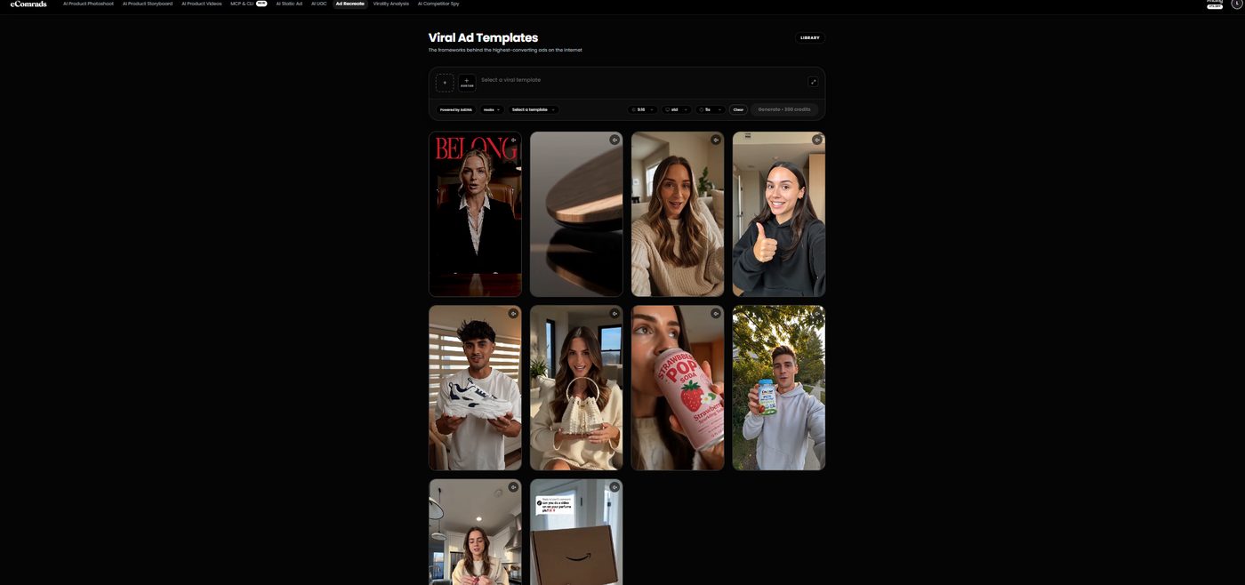eComrads Viral Ad Templates library